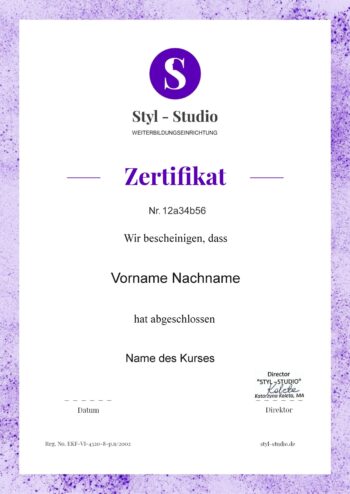 certyfikat wzor niemiecki stylstudio